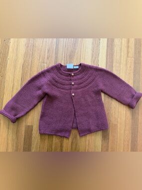 Baby Knit Button Cardigan Sweater - Deep Mauve